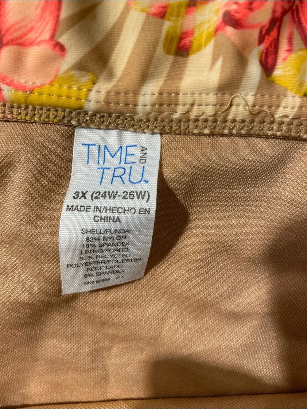 Time and Tru Floral High-Waist Bikini Bottoms 3X(24W-26W) (RG)